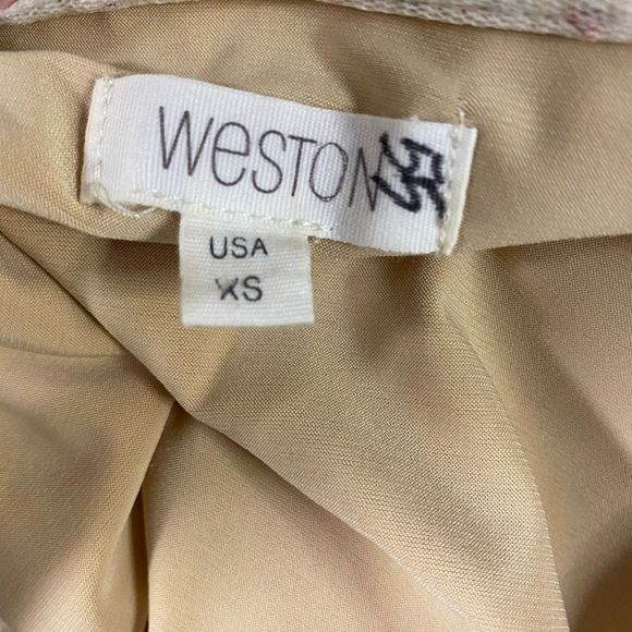 Anthropologie WESTON Illusion Semi Sheer Embroidered Midi Dress Cream Red XS - Picture 13 of 14